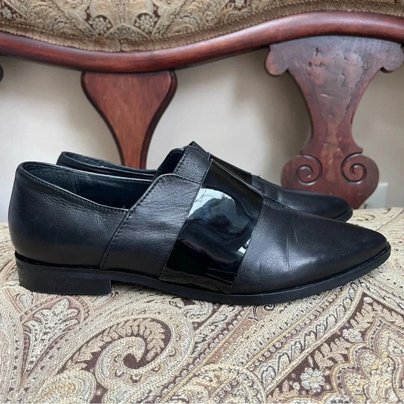 Barneys New York Women’s Black Leather Strap Loafers Flats Size 7 Made in Italy - Picture 5 of 12